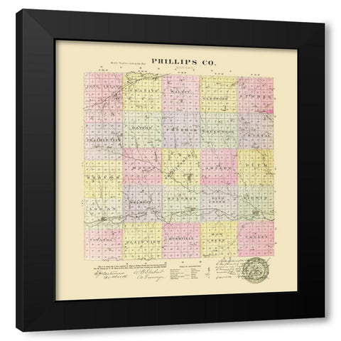 Phillips Kansas - Everts 1887 Black Modern Wood Framed Art Print by Everts