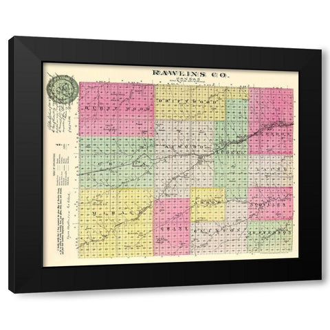 Rawlins Kansas - Everts 1887 Black Modern Wood Framed Art Print by Everts
