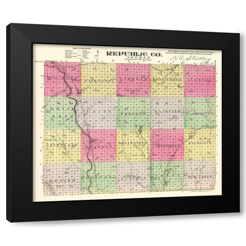 Republic Kansas - Everts 1887 Black Modern Wood Framed Art Print by Everts