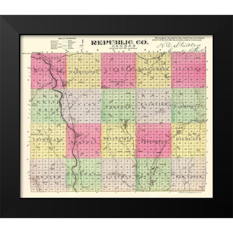 Republic Kansas - Everts 1887 Black Modern Wood Framed Art Print by Everts