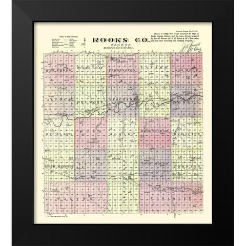 Rooks Kansas - Everts 1887 Black Modern Wood Framed Art Print by Everts