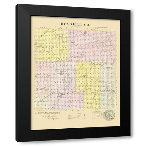Russell Kansas - Everts 1887 Black Modern Wood Framed Art Print by Everts