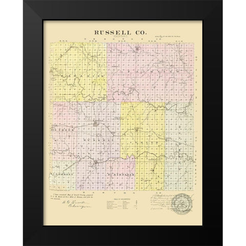 Russell Kansas - Everts 1887 Black Modern Wood Framed Art Print by Everts