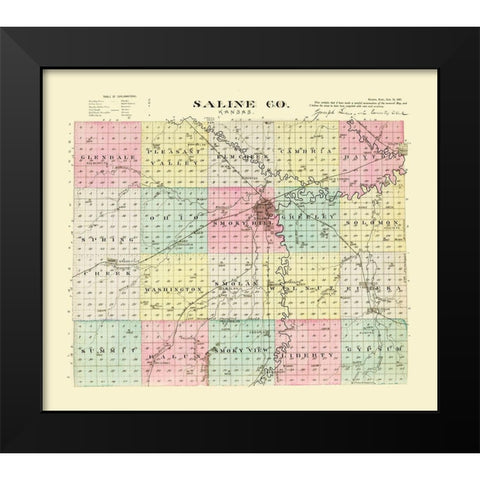 Saline Kansas - Everts 1887 Black Modern Wood Framed Art Print by Everts