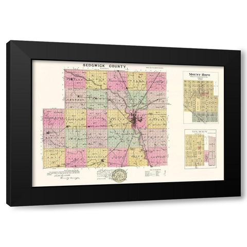 Sedgwick Kansas - Everts 1887 Black Modern Wood Framed Art Print by Everts
