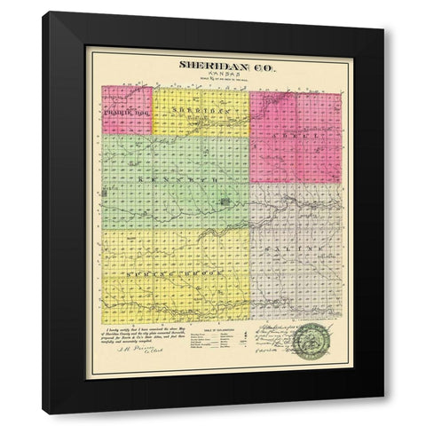Sheridan Kansas - Everts 1886 Black Modern Wood Framed Art Print by Everts