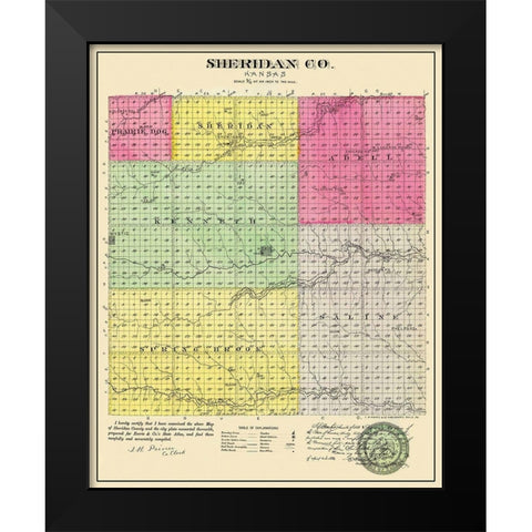 Sheridan Kansas - Everts 1886 Black Modern Wood Framed Art Print by Everts
