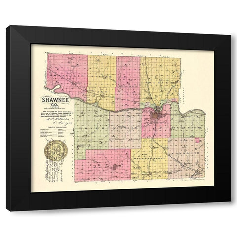 Shawnee Kansas - Everts 1887 Black Modern Wood Framed Art Print by Everts