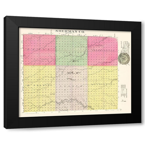 Sherman Kansas - Everts 1887 Black Modern Wood Framed Art Print by Everts