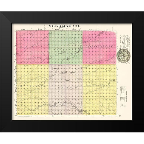Sherman Kansas - Everts 1887 Black Modern Wood Framed Art Print by Everts