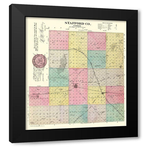 Stafford Kansas - Everts 1887 Black Modern Wood Framed Art Print with Double Matting by Everts