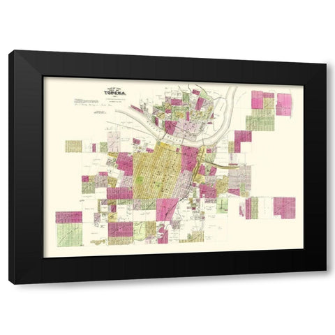 Topeka Kansas Landowner - Everts 1887 Black Modern Wood Framed Art Print by Everts