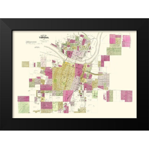 Topeka Kansas Landowner - Everts 1887 Black Modern Wood Framed Art Print by Everts