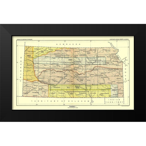 Kansas - Topeka - Hoen 1896 Black Modern Wood Framed Art Print by Hoen