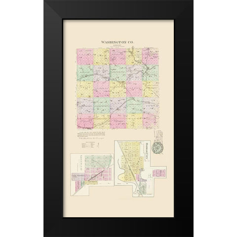 Washington Kansas - Everts 1887 Black Modern Wood Framed Art Print by Everts
