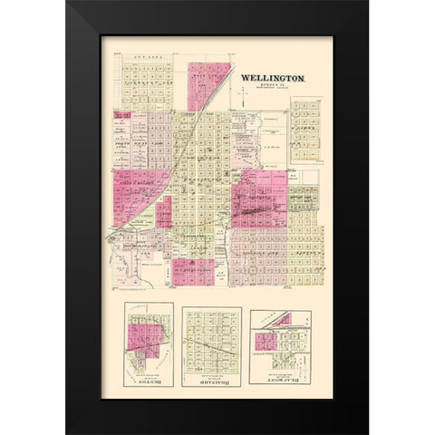Wellington Kansas Landowner - Everts 1887 Black Modern Wood Framed Art Print by Everts