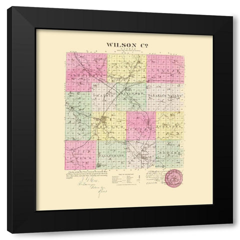Wilson Kansas - Everts 1887 Black Modern Wood Framed Art Print with Double Matting by Everts