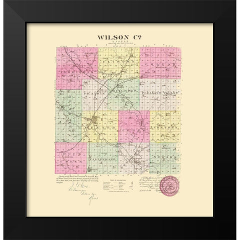 Wilson Kansas - Everts 1887 Black Modern Wood Framed Art Print by Everts