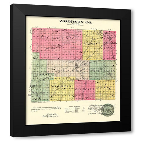 Woodson Kansas - Everts 1887 Black Modern Wood Framed Art Print with Double Matting by Everts