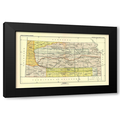 Kansas - Bureau of American Ethnology 1896 Black Modern Wood Framed Art Print by Bureau of American Ethnology