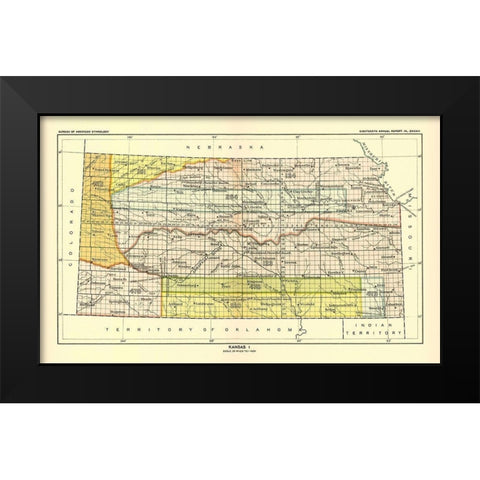 Kansas - Bureau of American Ethnology 1896 Black Modern Wood Framed Art Print by Bureau of American Ethnology