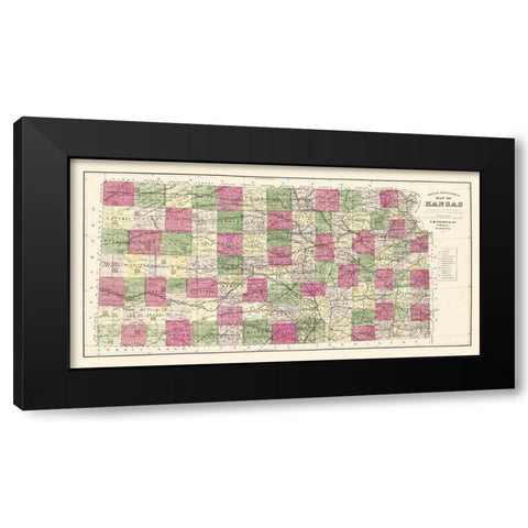 Kansas - Everts 1887 Black Modern Wood Framed Art Print by Everts