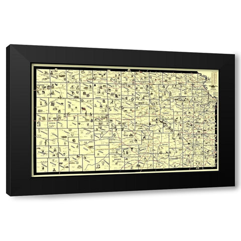 Kansas Railroad Routes - McEwen 1897 Black Modern Wood Framed Art Print by McEwen