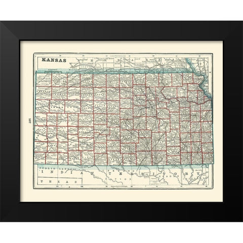 Kansas - Rathbun 1893 Black Modern Wood Framed Art Print by Rathbun