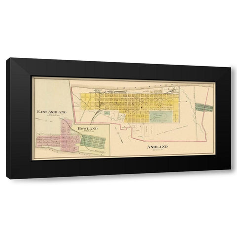 Ashland Kentucky - Hayes 1877 Black Modern Wood Framed Art Print with Double Matting by Hayes