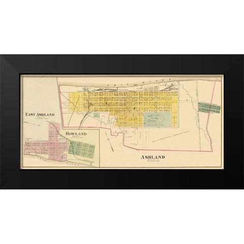 Ashland Kentucky - Hayes 1877 Black Modern Wood Framed Art Print by Hayes