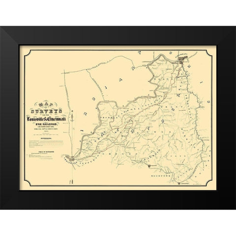 Louisville Cincinnati Railroad Kentucky - St John 1866  Black Modern Wood Framed Art Print by St John