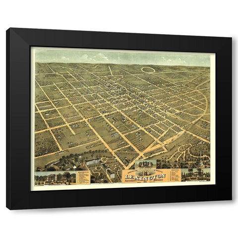 Lexington Kentucky - Ehrgott 1871 Black Modern Wood Framed Art Print with Double Matting by Ehrgott