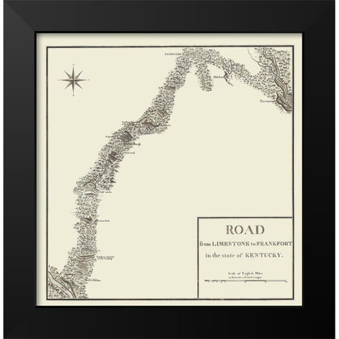 Limestone to Frankfort Kentucky Roads Black Modern Wood Framed Art Print by Bertrand
