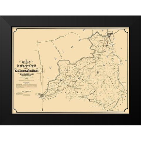 Louisville and Cincinnati Railroad - St John 1866 Black Modern Wood Framed Art Print by St John