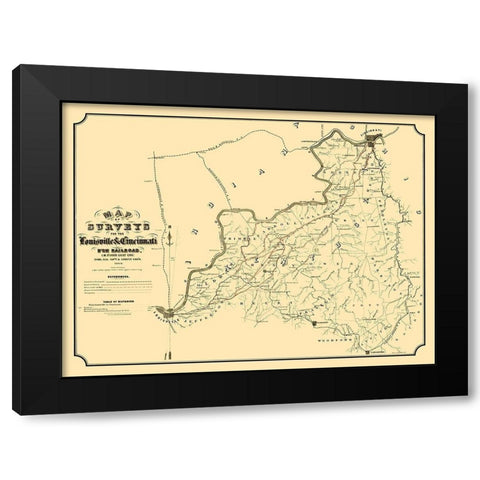Louisville and Cincinnati Branch Railroad 1866 Black Modern Wood Framed Art Print by German
