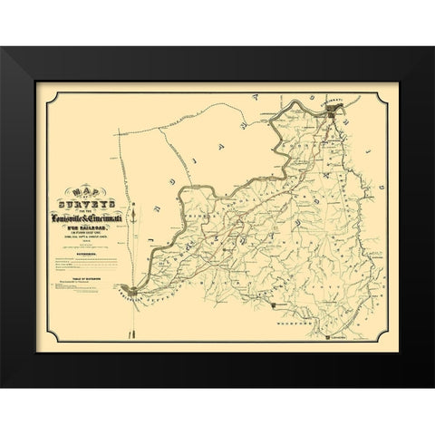 Louisville and Cincinnati Branch Railroad 1866 Black Modern Wood Framed Art Print by German