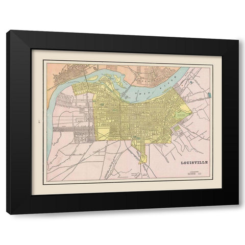 Louisville  Kentucky - Cram 1892 Black Modern Wood Framed Art Print by Cram