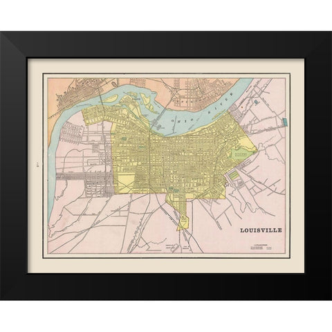 Louisville  Kentucky - Cram 1892 Black Modern Wood Framed Art Print by Cram