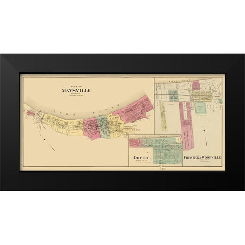 Maysville Kentucky - Griffing 1876 Black Modern Wood Framed Art Print by Griffing