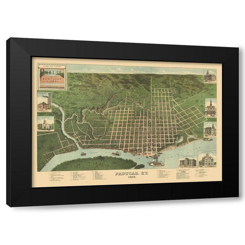 Paducah Kentucky - Kress 1889 Black Modern Wood Framed Art Print by Kress