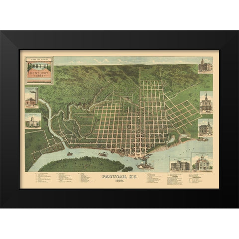 Paducah Kentucky - Kress 1889 Black Modern Wood Framed Art Print by Kress