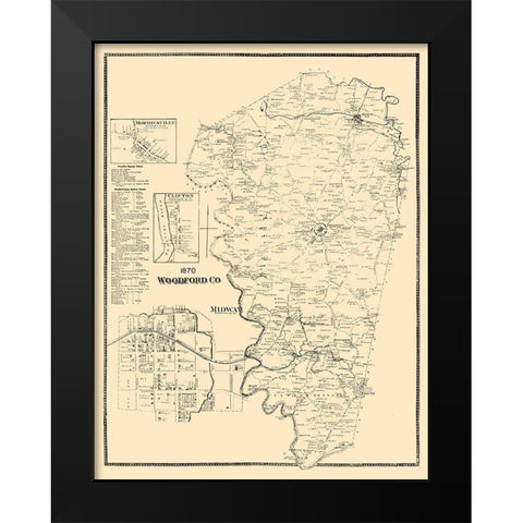 Woodford County Kentucky - Beers 1970  Black Modern Wood Framed Art Print by Beers