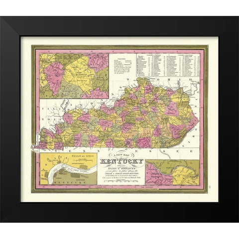 Kentucky - Mitchell 1846 Black Modern Wood Framed Art Print by Mitchell
