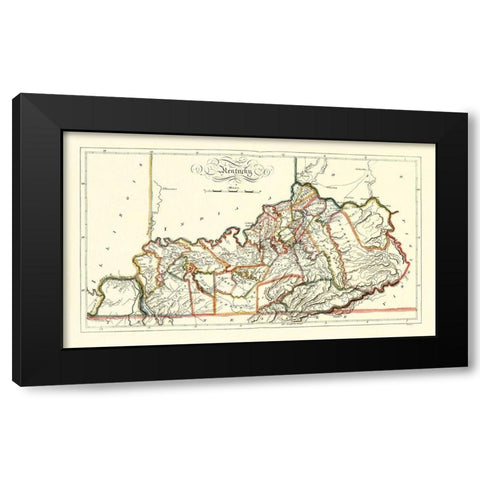 Kentucky - Gridley 1814 Black Modern Wood Framed Art Print by Gridley