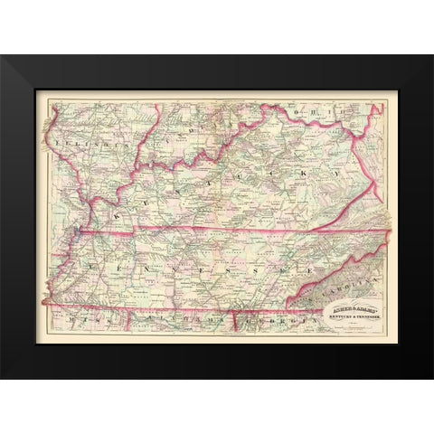 Kentucky, Tennessee - Asher  1874 Black Modern Wood Framed Art Print by Asher
