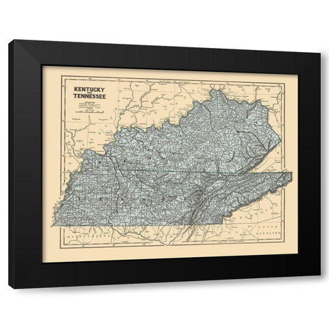 Kentucky, Tennessee - Morse 1845 Black Modern Wood Framed Art Print by Morse