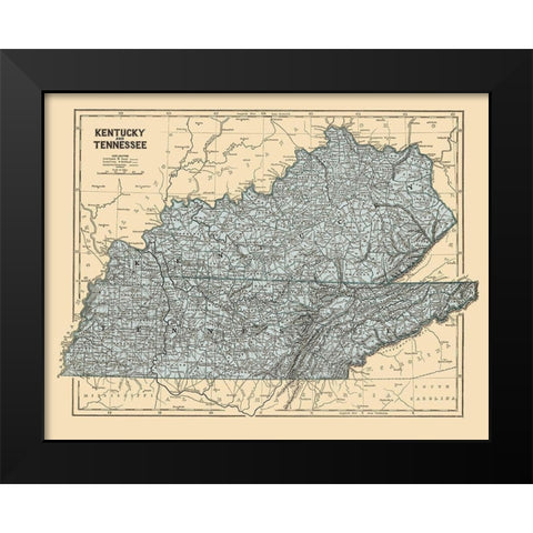 Kentucky, Tennessee - Morse 1845 Black Modern Wood Framed Art Print by Morse