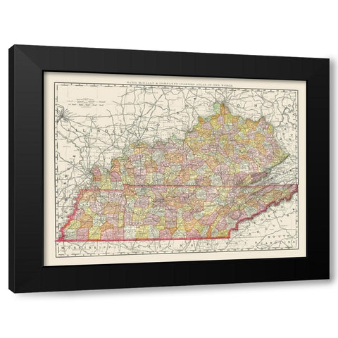 Kentucky, Tennessee Counties - Rand McNally 1897 Black Modern Wood Framed Art Print by Rand McNally