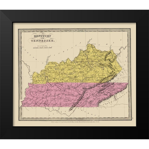 Kentucky, Tennessee - Illman 1834 Black Modern Wood Framed Art Print by Illman