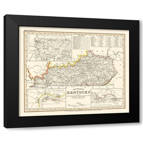 Kentucky -  1845 Black Modern Wood Framed Art Print by Erklarung